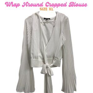 Cropped + Pleated Wrap Top